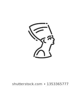 260x280 Nefertiti Flat Outline Icon Of Egypt, Concept Silhouette In Linear