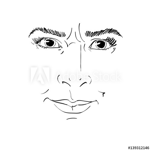 500x500 Hand Drawn Vector Illustration Of Irate Woman Monochrome Image