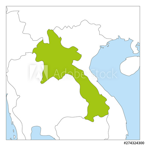 500x500 Map Of Laos Green Highlighted With Neighbor Countries