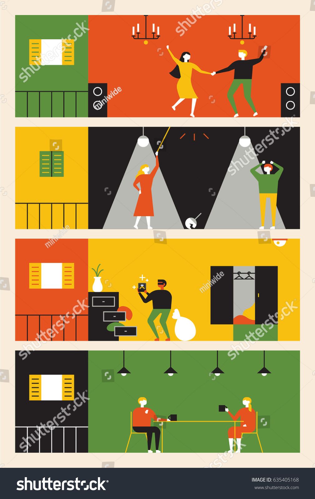 1010x1600 Building Inside Neighbor Vector Illustration Flat Design Current