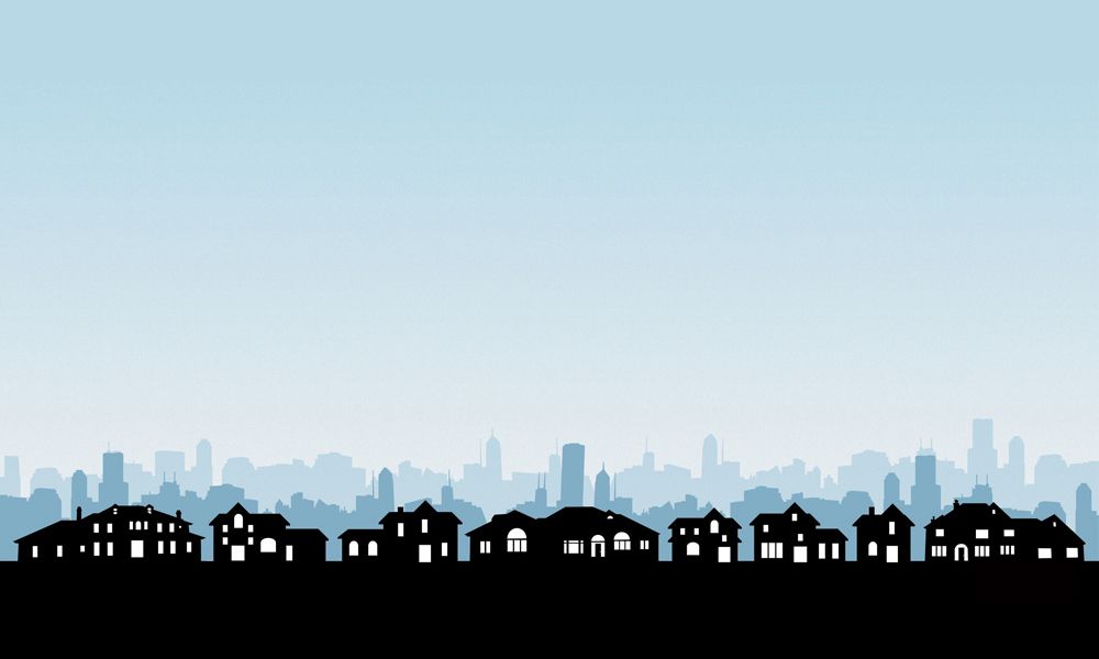 1000x600 Houses Neighborhood Vector Silhouette Clipart Silhouette House