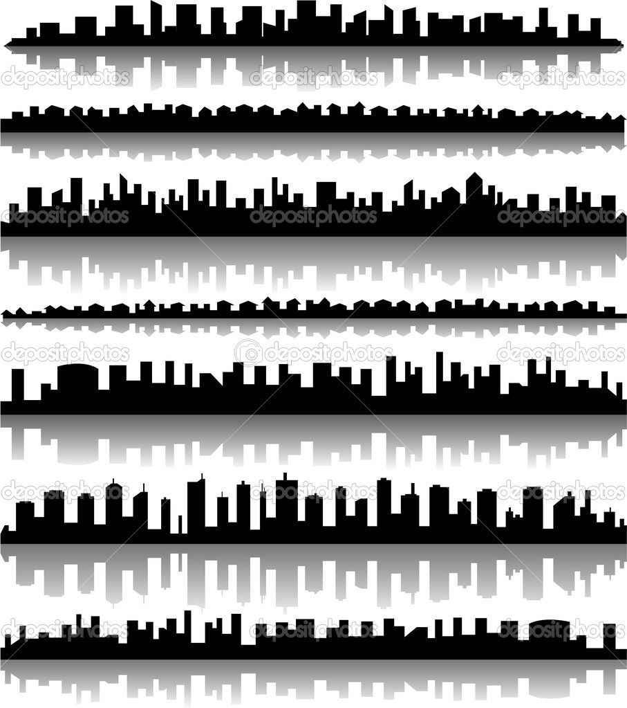 907x1023 Neighborhood Silhouette Vector