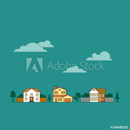 500x500 Suburban Neighborhood Vector Illustration