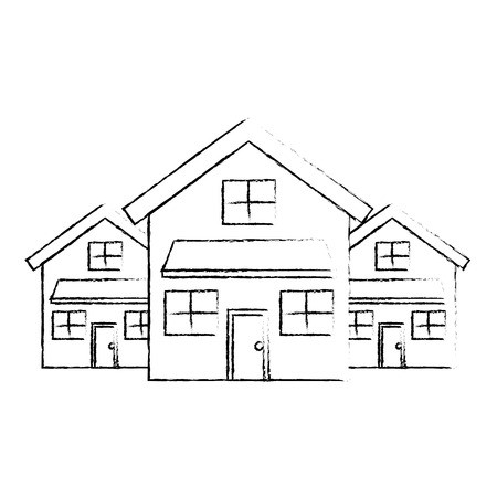 450x450 Three Modern Houses Residence Two Storey Neighborhood Vector