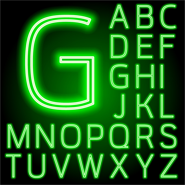 600x600 Green Neon Alphabet Vector Material Free Download