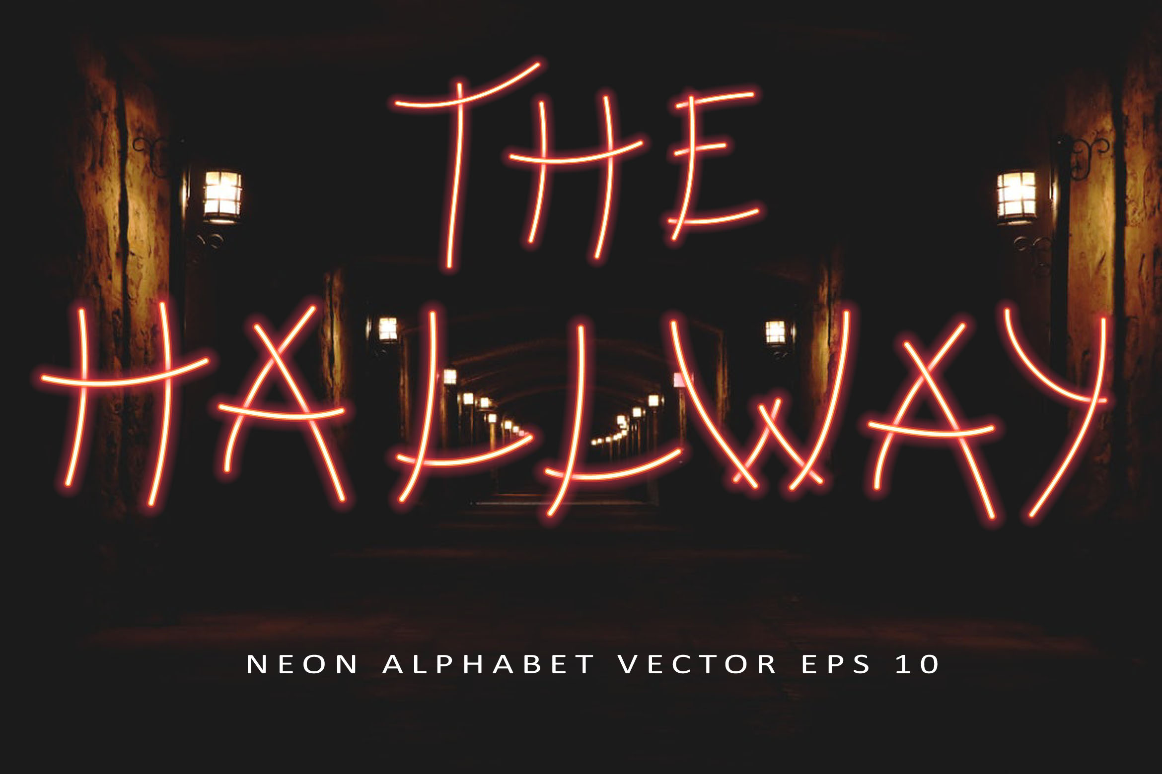 2340x1560 Neon Style Alphabet Vector Graphic