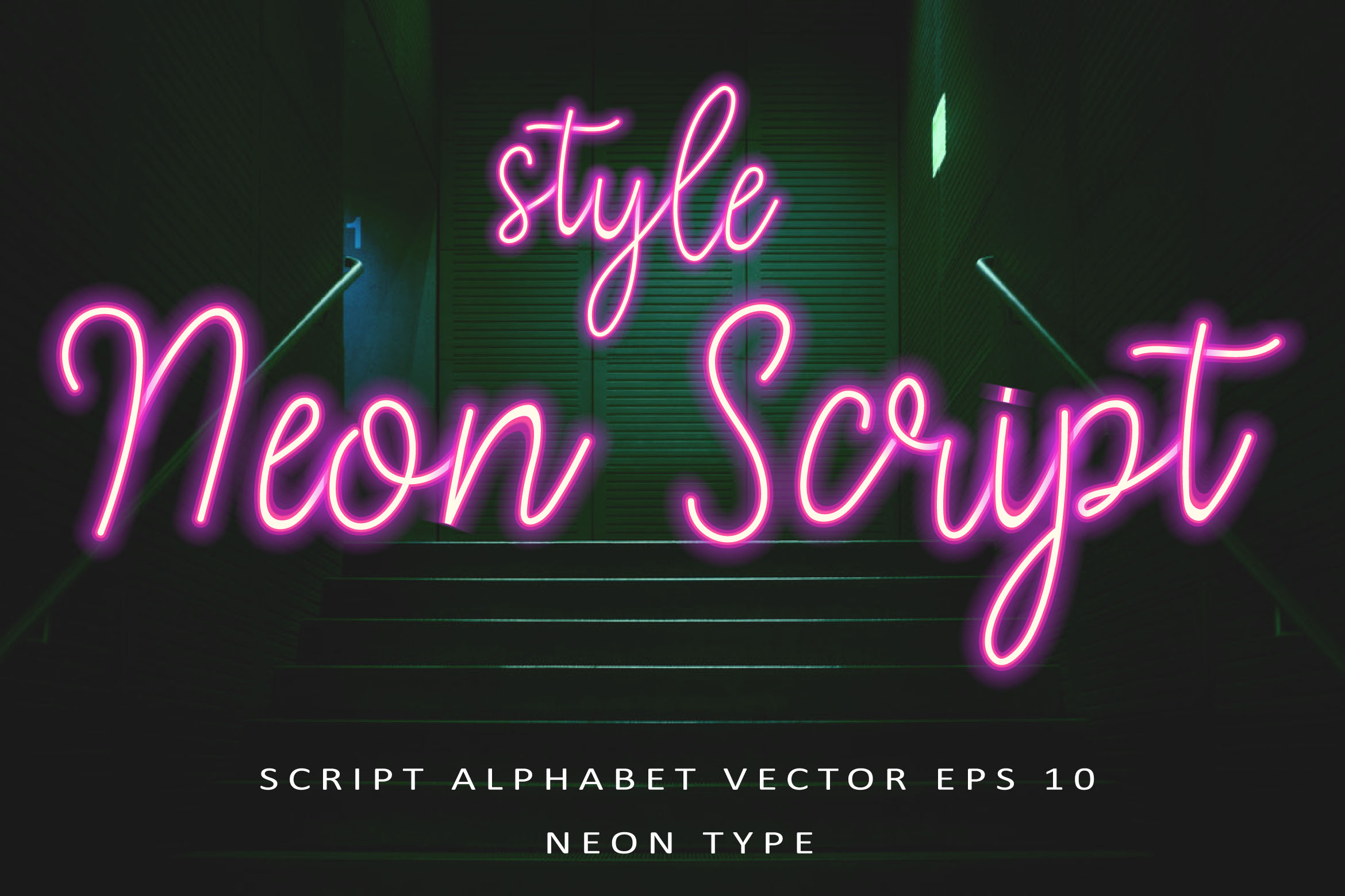 2340x1560 Neon Style Script Alphabet Vector Graphic