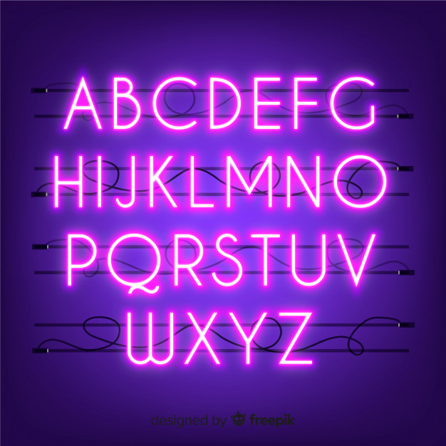 626x626 Neon Alphabet Vector Free Download