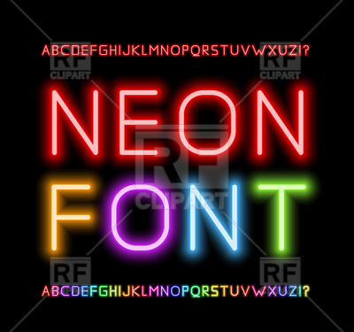 400x375 Neon Alphabet Vector Image Of Signs, Symbols, Maps