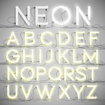 368x368 Neon Alphabet Free Vector Download
