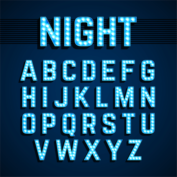 600x600 Blue Neon Alphabet Vector Design Free Download