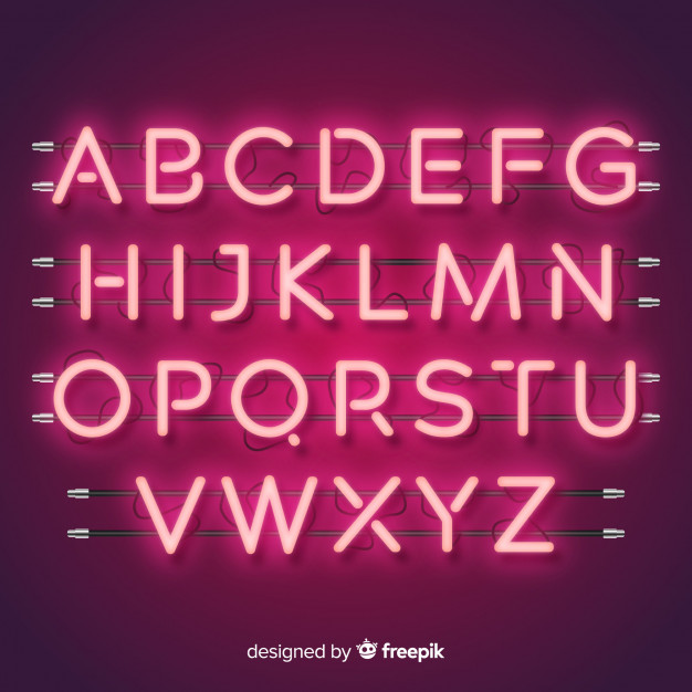 626x626 Neon Alphabet In Retro Style Vector Free Download