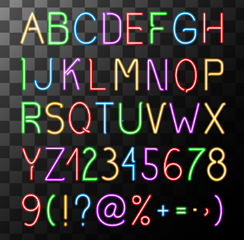 500x492 Neon Alphabet With Number Fonts Vectors Free Download