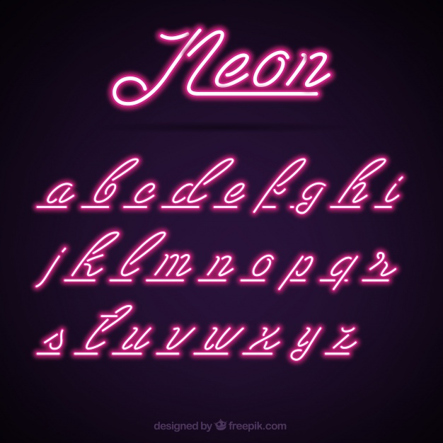 626x626 Purple Neon Alphabet Vector Free Download