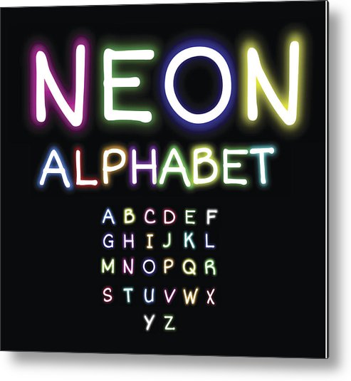 493x535 Colorful Neon Alphabet Vector Metal Print
