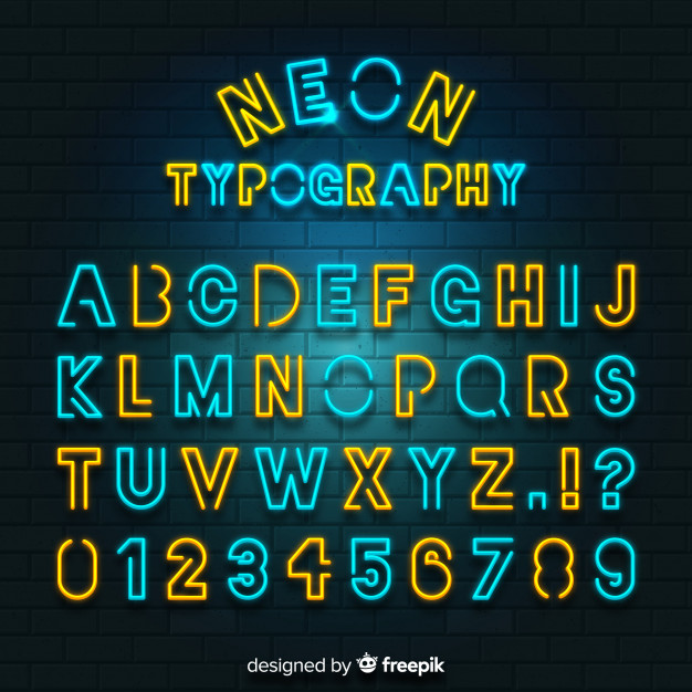 626x626 Colorful Neon Alphabet Vector Free Download