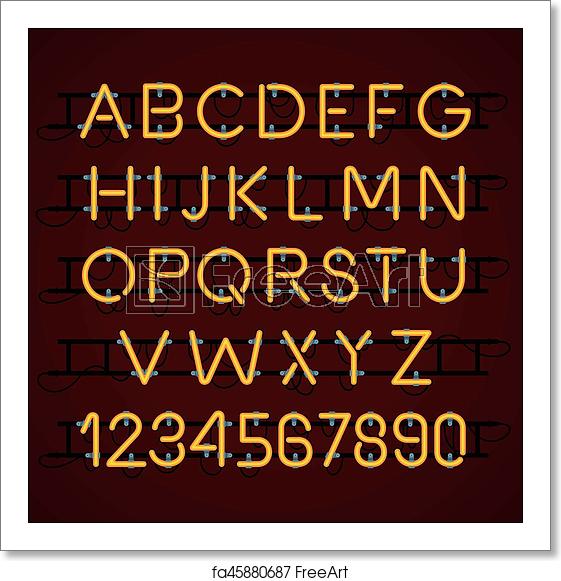 561x581 Free Art Print Of Neon Light Alphabet Vector Font Neon Glow