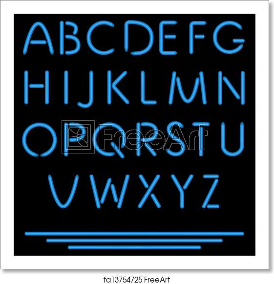 561x581 Free Art Print Of Realistic Neon Tube Letters Vector Illustration