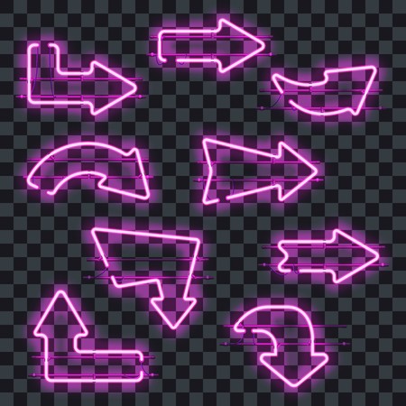 Neon Realistic Arrows Set Showing Direction On Black Background 450x450 Neon Realistic Arrows Set Showing Direction On Black Background