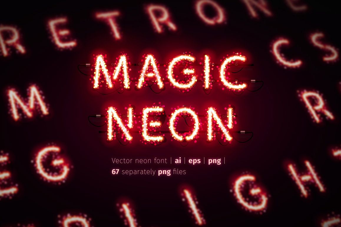 Neon Font Vector