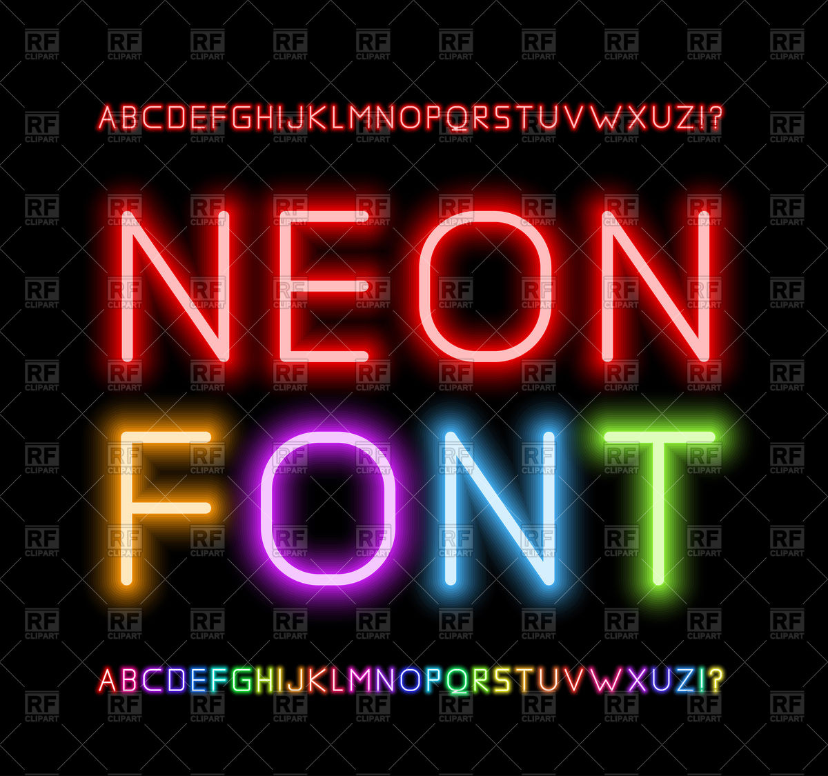 1200x1125 Neon Alphabet Vector Image Of Signs, Symbols, Maps