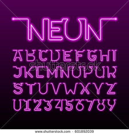 450x470 One Thin Single Continuous Line Neon Tube Font Alphabet