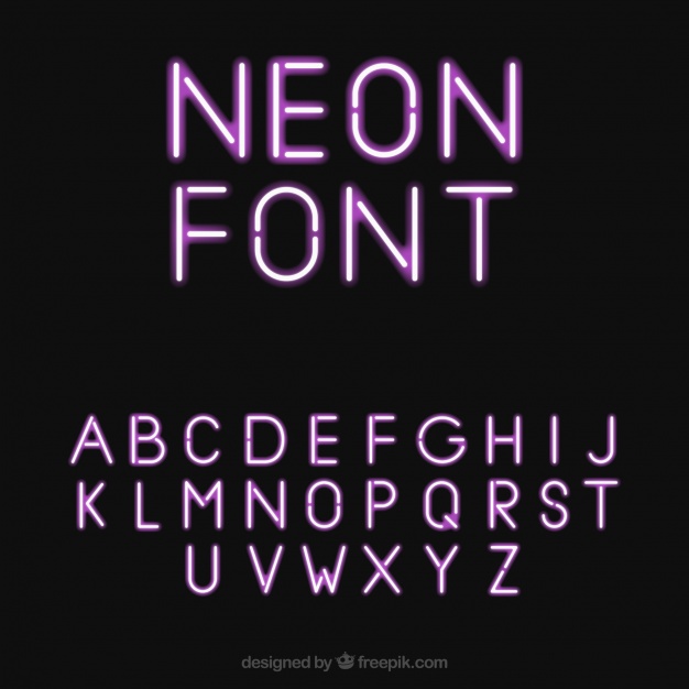 626x626 Pretty Neon Font Vector Free Download
