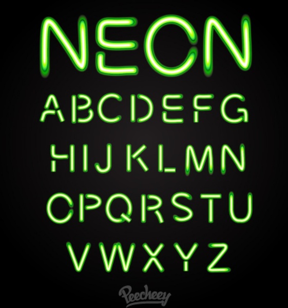 561x600 Green Neon Font Free Vector In Adobe Illustrator