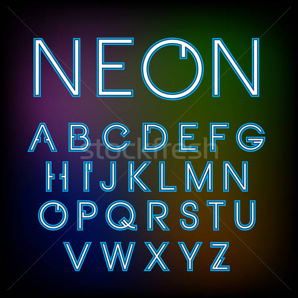 600x600 Vector Linear Neon Font Vector Illustration Evgenij Dneprovskij