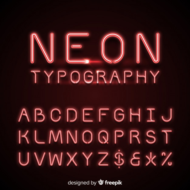 626x626 Neon Lettering Font