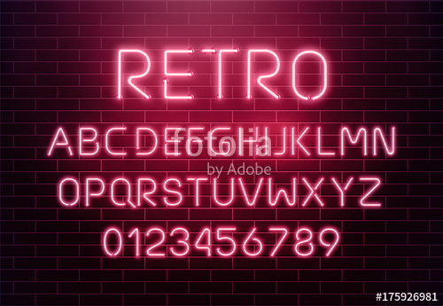500x345 Light Neon Font Letter Set Bar Sign Vector Type Glowing Casino