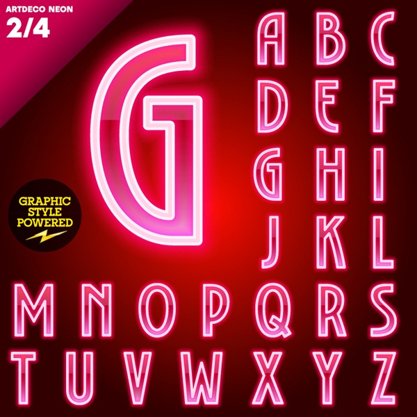 Neon Letters Vector
