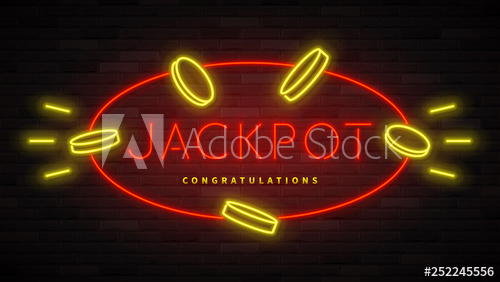 500x282 Jackpot Neon Banner Template Color Card Design With Glowing