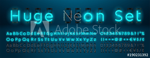 500x195 Mega Huge Neon Set Glowing Alphabet With Upper And Lowercase