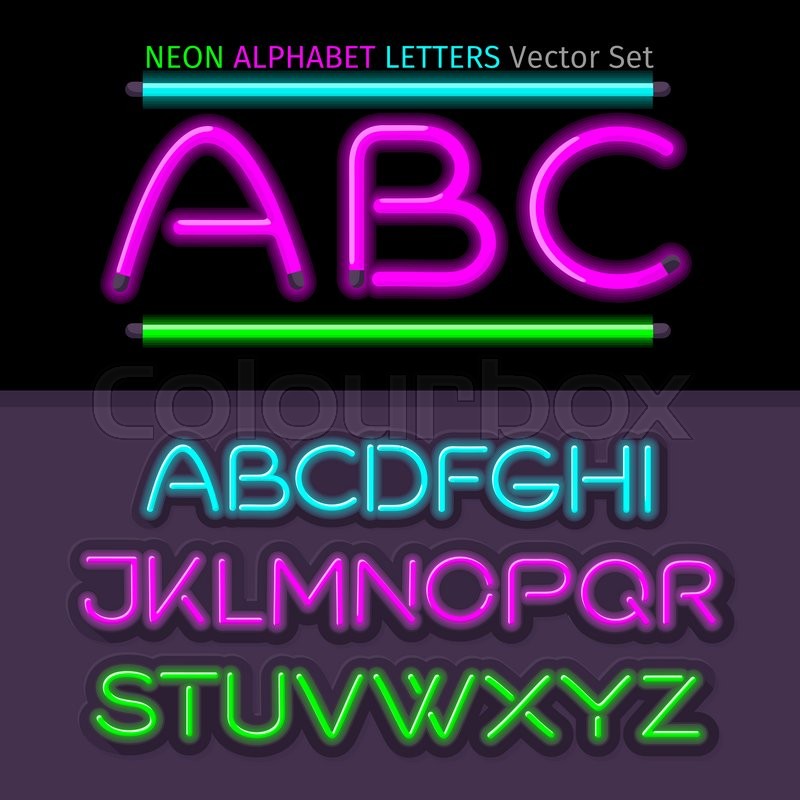800x800 Neon Alphabet Font Style Flat Design Stock Vector Colourbox