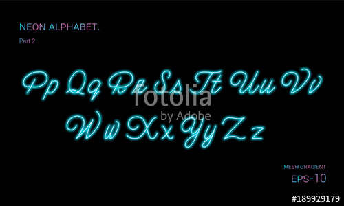 500x300 Neon Alphabet Font Blue Neon Font Vector Illustration Stock
