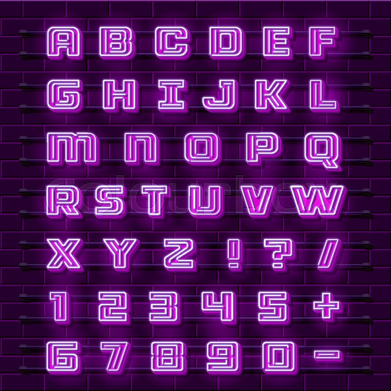 800x800 Neon Font City Neon Purple Font Stock Vector Colourbox
