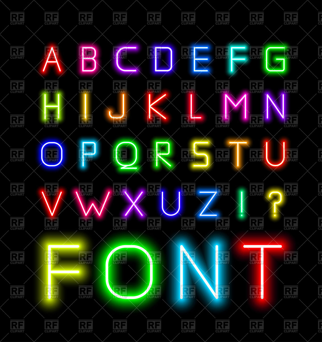 1130x1200 Realistic Neon Tube Letters Vector Image Of Signs, Symbols, Maps