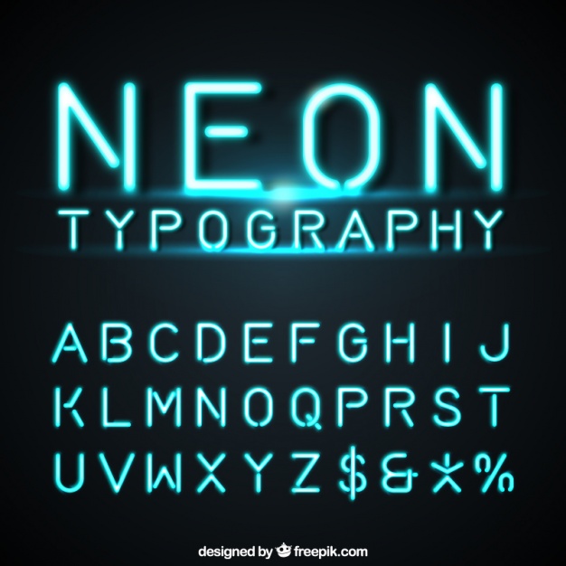 626x626 Alphabet Made Of Neon Vector Free Download