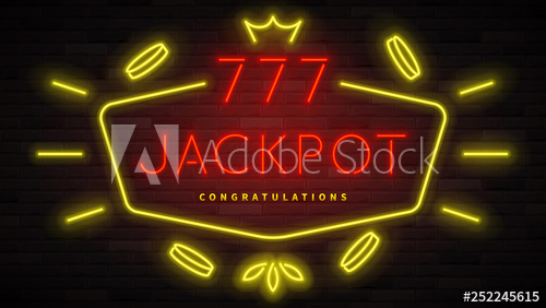 500x282 Shining Neon Sign Jackpot Color Card Design With Glowing Neon