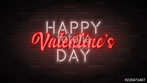 500x282 Happy Valentine's Day Neon Banner Template Color Card Design