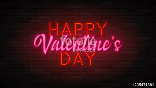 500x282 Happy Valentine's Day Neon Banner Color Card Design
