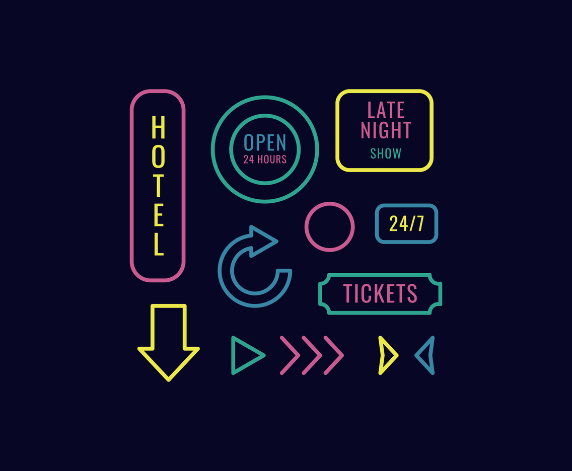 1136x936 Neon Signs In The Night Vector Art Graphics