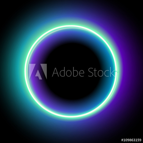 500x500 Neon Circle Neon Blue Light Vector Electric Frame Vintage Frame