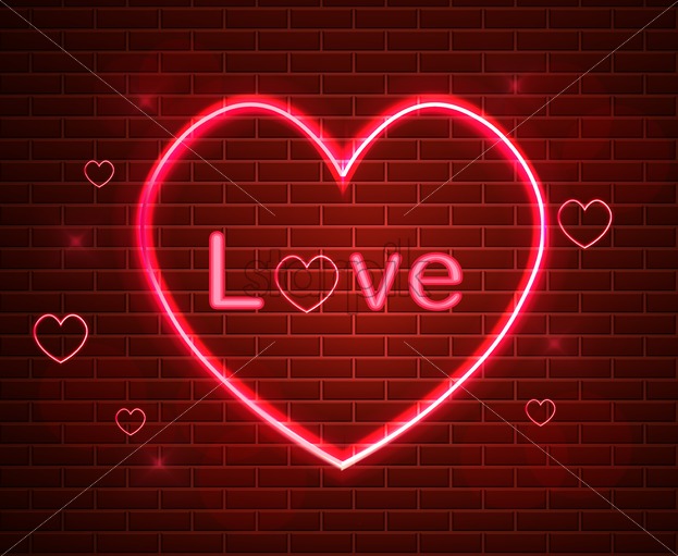 623x511 Red Love Symbol In Neon Light Vector Valentine Day Romantic