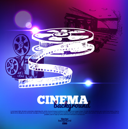 411x415 Shiny Cinema Neon Light Vector Background Free Vector