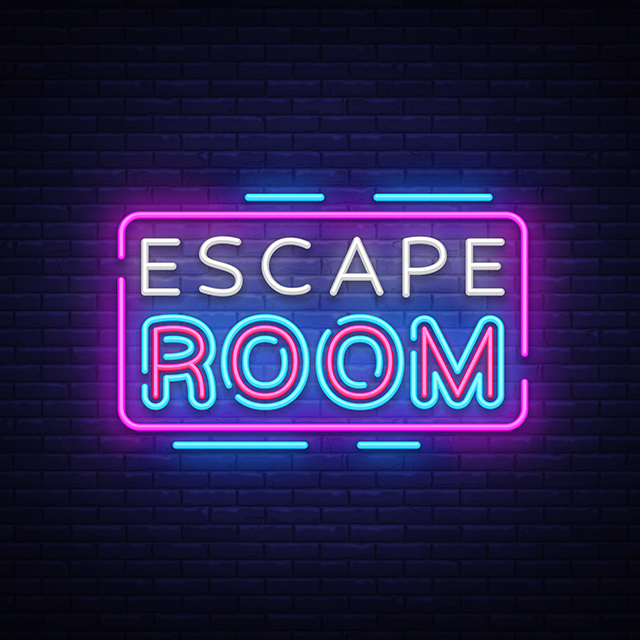 640x640 Escape Room Neon Signs Vector Escape Room Design Template Neon