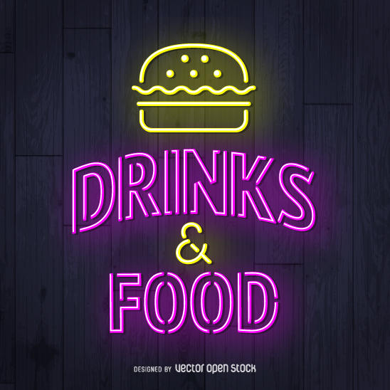 548x548 Drinks And Food Neon Sign