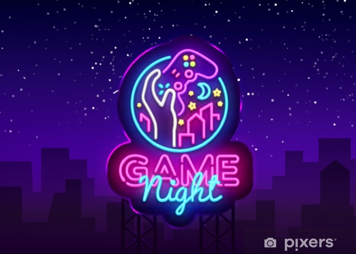 700x500 Game Night Neon Sign Vector Logo Design Template Game Night Logo