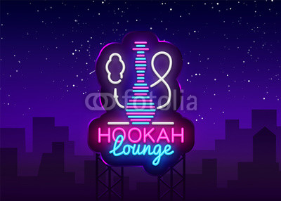 400x286 Hookah Neon Sign Vector Hookah Lounge Logo In Neon Style Design